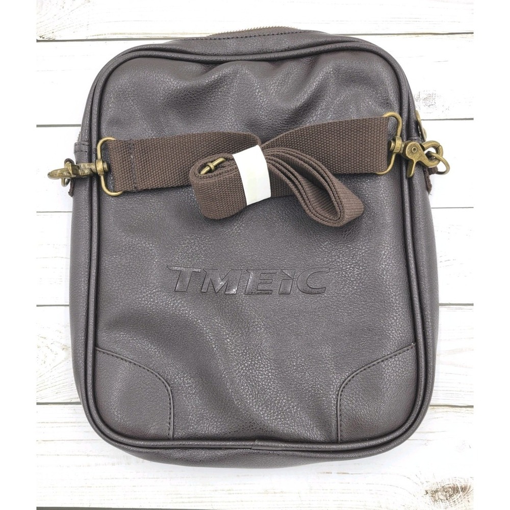Leed's TMEIC Leather Shoulder Messenger Bag with Adjustable Strap Brown